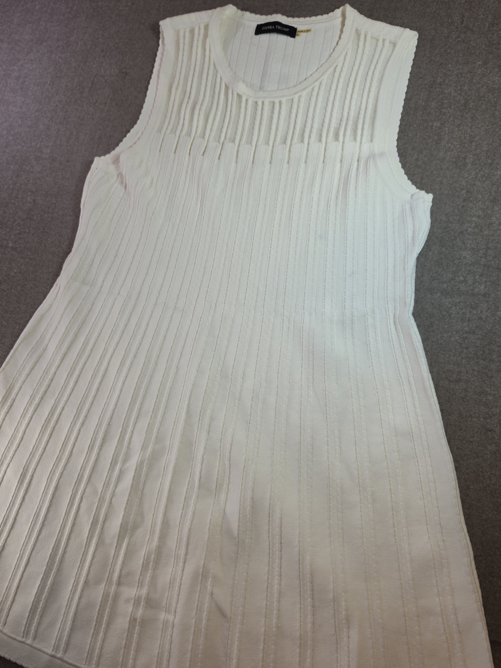 Ivanka Trump Open Work Mesh Illusion Yoke Sweater Dress in Ivory Women's XL